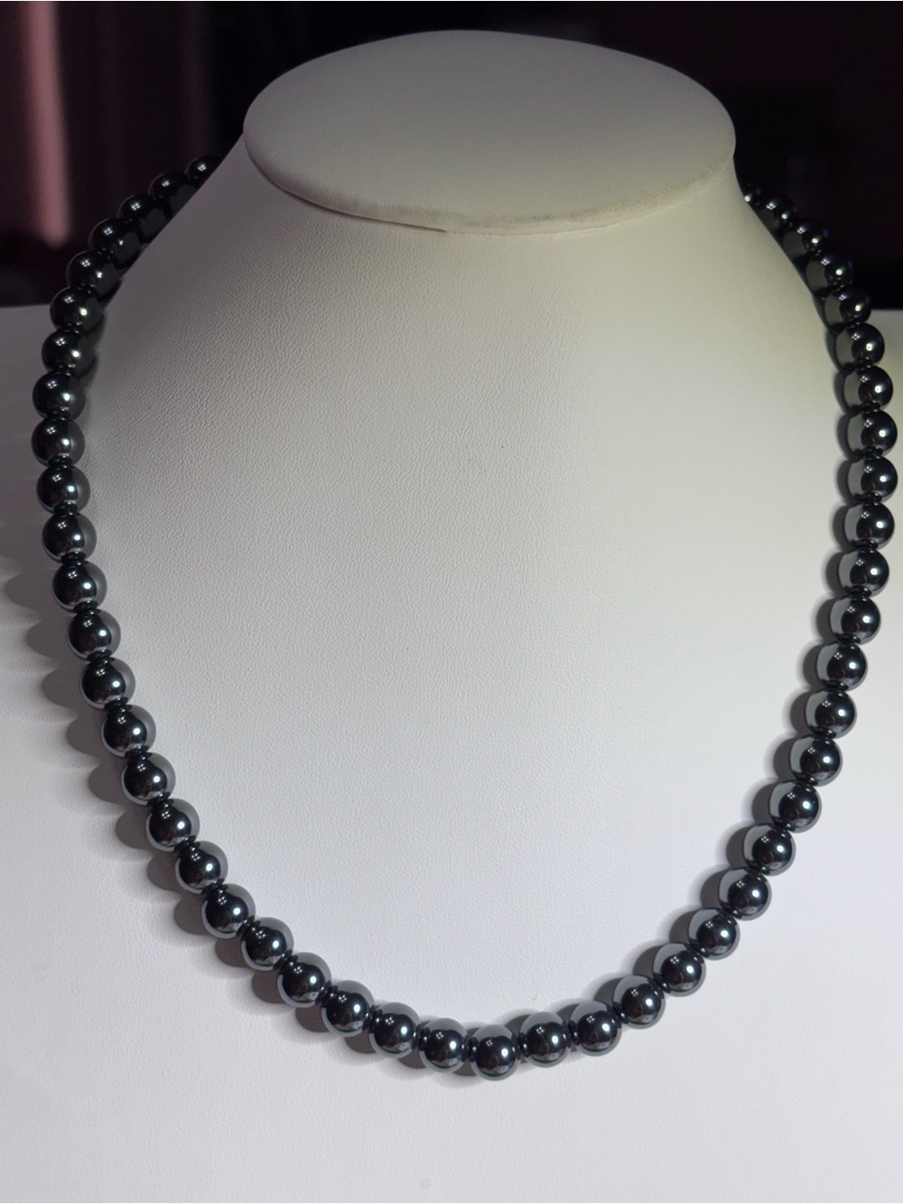 Classic Hematite Bead Unisex Necklace - Black 18 inches